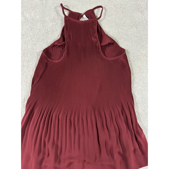 KIMCHI BLUE Rustic Red Accordion-Pleat Flowy A-Line Swing‎ Blouse Sz Sm - Picture 2 of 6